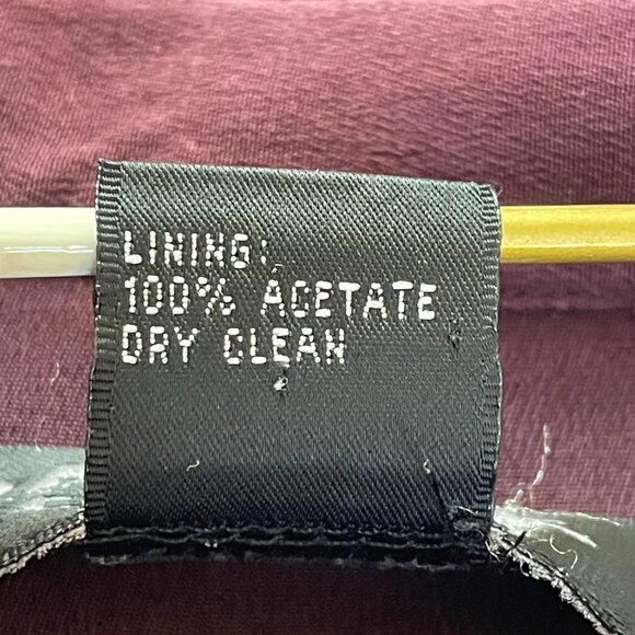 Vintage 100% Silk Jacket Burgundy Mandarin Collar Fully Lined Button Front Sz 8 - Picture 13 of 14